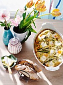 Baked asparagus with eggs and herb quark