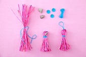DIY tablecloth tassel made from buttons and craft cord