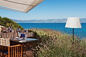 Terrace with sea view at Hotel Cap Rocat (Palma de Mallorca, Spain)