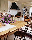 Swedish, country-house-style kitchen-dining room