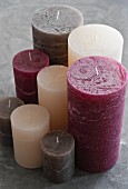 Candles of various colors and sizes