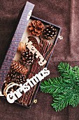 Christmas decoration on rustic leather