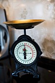 Antique kitchen scales with brass pan