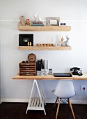 Untreated wood, black, white and retro elements in home office