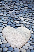Heart-shaped stone amongst pebbles