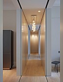 Private Apartment, London, United Kingdom. Architect: Hill Mitchell Berry, 2014. Narrow corridor with lights on ceiling