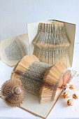 Ornaments hand-crafted by folding pages of old books