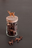 Deer-shaped biscuits in storage jar decorated with deer figurine
