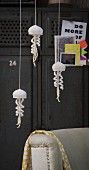 A self-crocheted jellyfish mobile