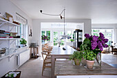 Open-plan interior in Scandinavian country-house style