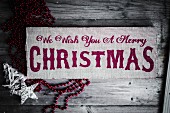 Weihnachtsdeko: 'We Wish You AMerry Christmas' gedruckt auf Leinen