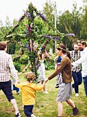 People dancing at midsummer festival