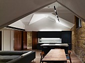 Minimalist open-plan kitchen and living area