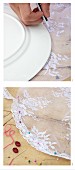 Sewing instructions for making fly cover out of white lace