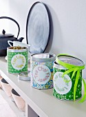 DIY – tins decorated with Japanese paper for storing tea