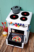 Hand-made play cooker made from old bedside table