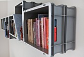 Bookcase made from plastic crates