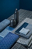 Japanese fabrics with various patterns in differing shades of blue