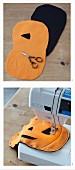 Instructions for sewing a pumpkin-shaped Halloween bag