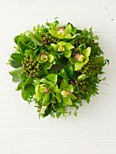 Christmas wreath with exotic flowers