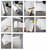 Instructions for making a paper bag from wrapping paper