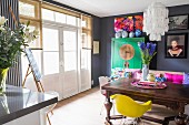 Colourful, eclectic dining room