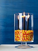 Halloween arrangement of candles