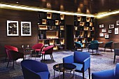 Wood-panelled hotel lounge