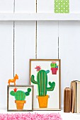 Hand-made paper collages of cacti