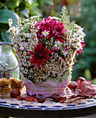 Bouquet with Dendranthema, autumn chrysanthemum, Aster and September herb