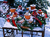 Wreath made of abies (nordmann fir), malus (apple), Citrus