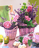Rose (yellow rose), Lavandula (lavender)