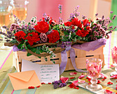 Spoke Basket with Pink (Rose), Lavandula (Lavender)
