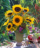 Late summer bouquet with helianthus (sunflower)