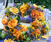 Orange roses and borage wreath
