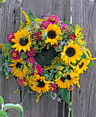 Sunflower zinnias wreath