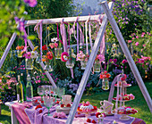 Summer flowers table decoration, Rose, Cosmos, Zinnia