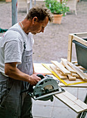 Bucket with homemade wooden paneling