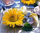 Table decoration with sunflowers