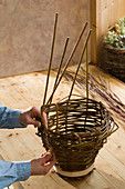 Homemade basket with wooden floor