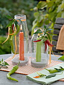 Bottles with wide neck as lanterns