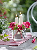 Lantern with geranium flowers