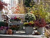 Autumn baskets on the terrace