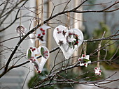 Stars and hearts with frozen berries, leaves, wreaths