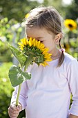 Girl with Helianthus annuus (Sunflowers)