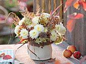White autumn bouquet with chrysanthemum (autumn chrysanthemum)