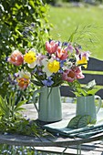 Spring bouquet with Tulipa, Narcissus 'Goblet'