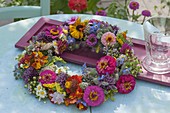 Colorful summer wreath from the cottage garden