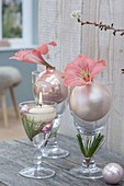 Small Christmas decoration in wine glasses