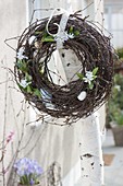 Wreath of betula (birch) branches, decorated with scilla